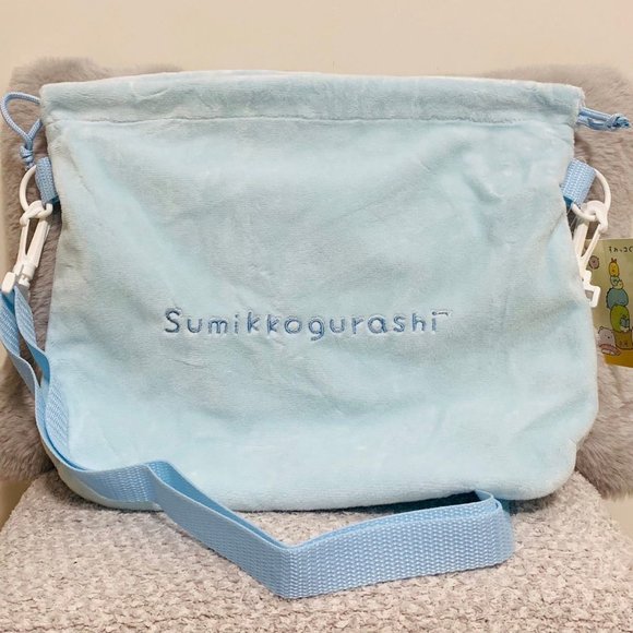 San-x Sumikko gurashi Large Plush Pouch Drawstring Pouch Lizard Crossbody Bag - Picture 5 of 14